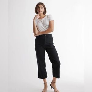 Quince Black High-Rise Cropped Wide-Leg Pants